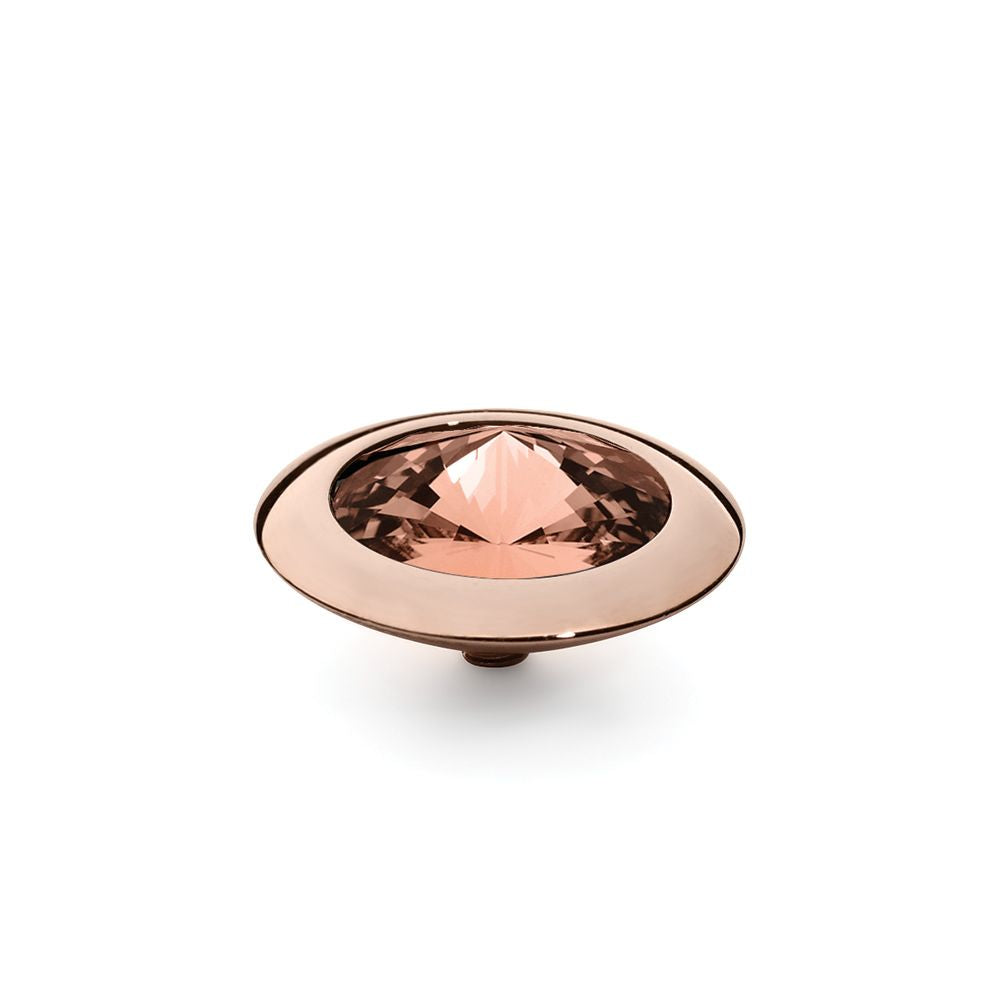 QUDO INTERCHANGEABLE TONDO TOP 16MM - BLUSH ROSE EUROPEAN CRYSTAL - ROSE GOLD PLATED