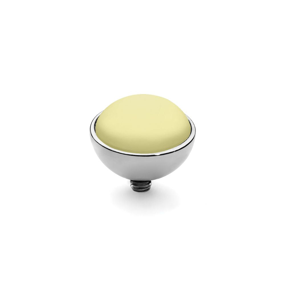 QUDO INTERCHANGEABLE BOTTONE TOP 11.5MM - PASTEL YELLOW EUROPEAN CRYSTAL PEARL - STAINLESS STEEL