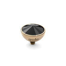 Load image into Gallery viewer, QUDO INTERCHANGEABLE BOTTONE TOP 11.5MM - JET HEMATITE EUROPEAN CRYSTAL - GOLD PLATED
